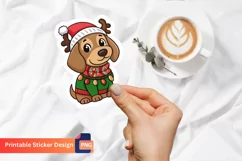 Christmas Dog Sticker, Festive Puppy Sticker, Dog Lover Product Image 1