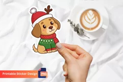 Christmas Dog Sticker, Festive Puppy Sticker, Dog Lover Product Image 1