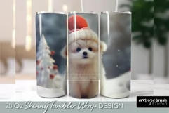 Christmas Dog Sublimation Tumbler 20oz Skinny Tumbler Wrap