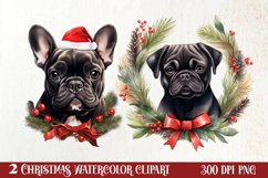 Christmas Dog Wreath Sublimation Clipart, Christmas Dog PNG Product Image 1