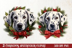 Christmas Dog Wreath Sublimation Clipart, Christmas Dog PNG Product Image 1