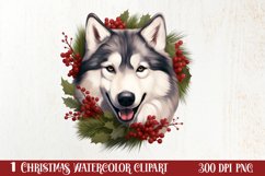 Christmas Dog Wreath Sublimation Clipart, Christmas Dog PNG Product Image 1
