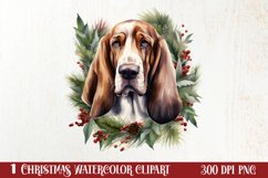Christmas Dog Wreath Sublimation Clipart, Christmas Dog PNG Product Image 1