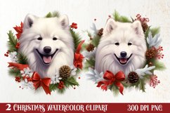 Christmas Dog Wreath Sublimation Clipart, Christmas Dog PNG Product Image 1