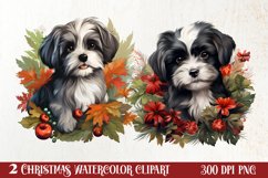 Christmas Dog Wreath Sublimation Clipart, Christmas Dog PNG Product Image 1