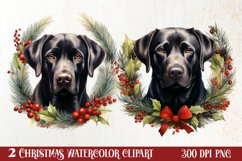 Christmas Dog Wreath Sublimation Clipart, Christmas Dog PNG Product Image 2