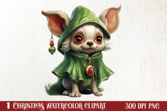 Green Christmas Dog Clipart Sublimation, Christmas Dog PNG Product Image 1