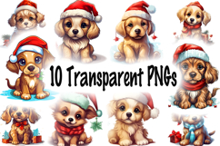 Cute Christmas Dogs Clipart Bundle: 10 Funny Transparent PNG Product Image 10