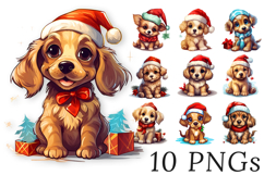 Cute Christmas Dogs Clipart Bundle: 10 Funny Transparent PNG Product Image 1