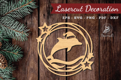 Christmas Dolphin Lasercut Round SVG Product Image 1