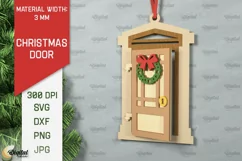 Laser Cut Christmas Door Decoration. Christmas Door Ornament Product Image 1