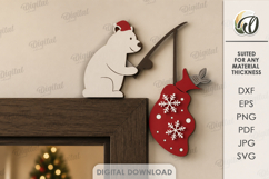 Christmas Door Corner Laser Cut. Polar Bear Door Decor SVG Product Image 1