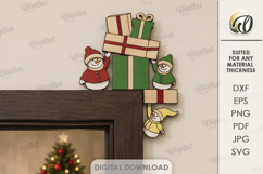 Christmas Door Corner Laser Cut. Snowmen Door Trim Decor SVG Product Image 1