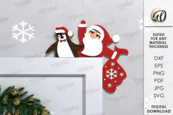 Christmas Door Corner Laser Cut. Christmas Characters Svg Product Image 1