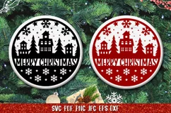 Merry Christmas Door Round Sign SVG | Christmas Town SVG Product Image 2