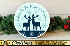 Believe In the Magic Of Christmas SVG Round Door Sign SVG Product Image 1