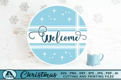 Welcome SVG Christmas Snow Ornament SVG Round Door Sign SVG Product Image 1