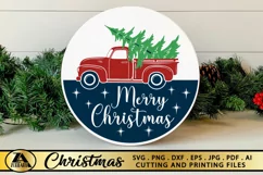 Christmas Door Sign SVG Round Ornament SVG Merry Christmas Product Image 2