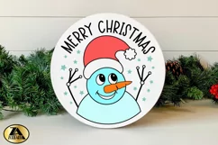 Christmas Door Sign SVG Round Ornament SVG Cute Snowman SVG Product Image 3