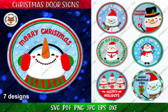 Christmas Round Sign Bundle SVG, Snowman Door Sign Product Image 2