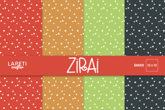 Christmas dots digital paper pack in red, mustard, green, and charcoal with white dots for festive crafting projects.