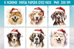 Watercolor Christmas Santa Animals Paper Background |PNG Product Image 1