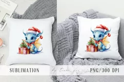Cute Christmas dragons with gift box clipart- 4 png files Product Image 7
