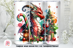 Christmas Tumbler Wrap, 20 oz tumbler wrap, Christmas Dragon png