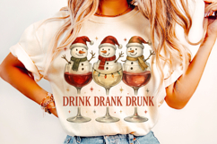 Christmas Drink Drank Drunk PNG, Christmas Wine PNG, Snowman Product Image 2