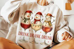 Christmas Drink Drank Drunk PNG, Christmas Wine PNG, Snowman Product Image 1