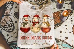 Christmas Drink Drank Drunk PNG, Christmas Wine PNG, Snowman Product Image 3