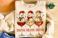 Christmas Drink Drank Drunk PNG, Christmas Wine PNG, Snowman Product Image 4