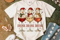 Christmas Drink Drank Drunk PNG, Christmas Wine PNG, Snowman Product Image 5
