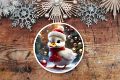 Christmas Duckling Round Sign PNG