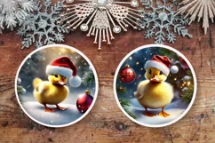 Christmas Ducklings Round Signs PNG