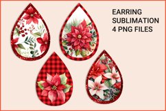 Christmas teardrop earring sublimation, Poinsettia earring Product Image 2
