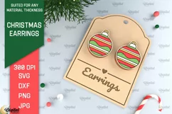 Christmas Earrings Laser Cut. Christmas Jewelry SVG Product Image 1
