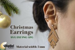 Christmas Earrings Laser Cut. XMas 3D Accessories Laser Cut Product Image 1