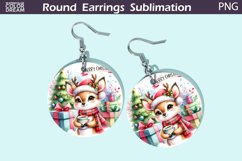 Christmas Round Earrings | Christmas Deer Earrings Product Image 1