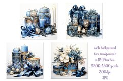 Christmas Background, Blue Floral, Elegant Holiday Display 2 Product Image 2