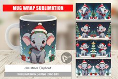 Mug Wrap Design Cartoon Christmas Elephant Product Image 1