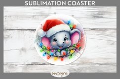 Christmas Elephant v1 Entangled in Lights Round Coaster Subl Product Image 1