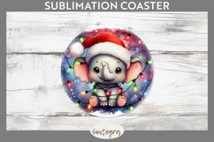 Christmas Elephant v2 Entangled in Lights Round Coaster Subl Product Image 1