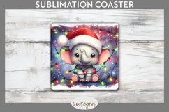 Christmas Elephant v2 Entangled in Lights Square Coaster Sub Product Image 1