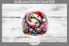 Christmas Elephant v3 Entangled in Lights Round Coaster Subl Product Image 1