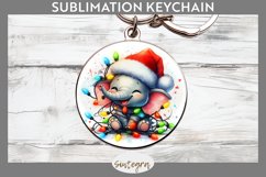 Christmas Elephant v4 Entangled in Lights Round Keychain Sub Product Image 1