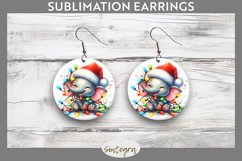 Christmas Elephant v4 Entangled in Lights Round Earrings Sub Product Image 1