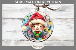 Christmas Elf v2 Entangled in Lights Round Keychain Sublimat Product Image 1