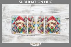 Christmas Elf v2 Entangled in Lights Mug Wrap Sublimation Product Image 1