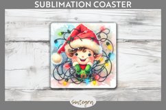 Christmas Elf v2 Entangled in Lights Square Coaster Sublimat Product Image 1